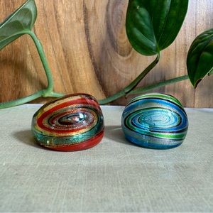 HAND BLOWN FOILED ART GLASS RINGS SIZE 12